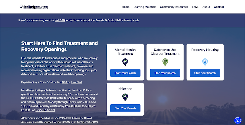 Find Help Now Kentucky screenshot